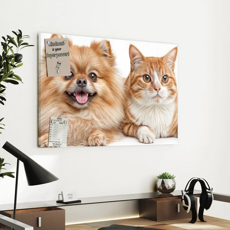 Metall Magnettafel - Spitz und Katze