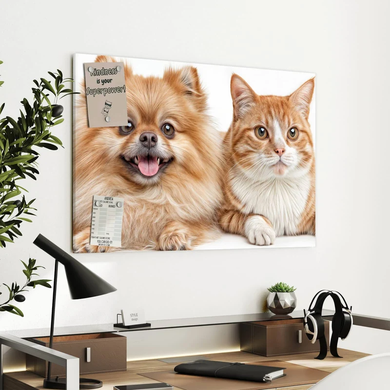 Metall Magnettafel - Spitz und Katze