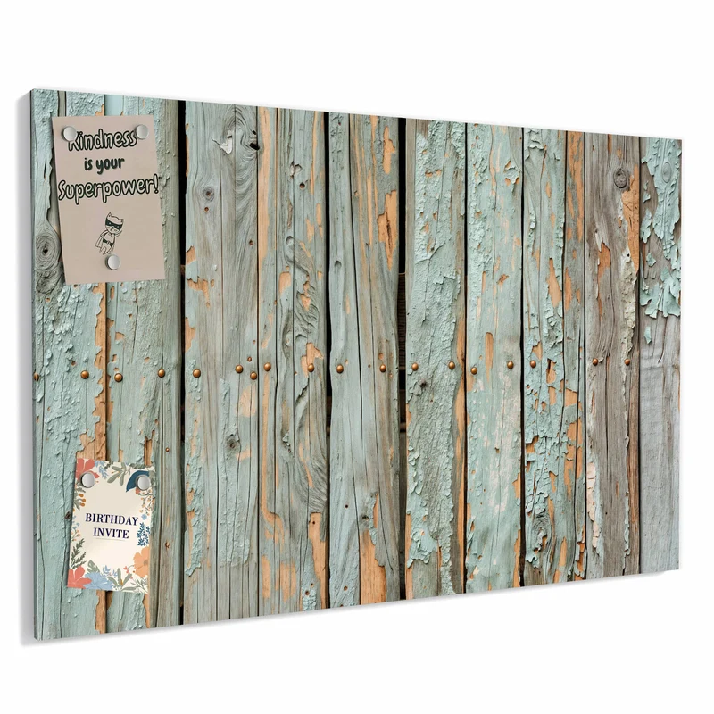 Metall Magnettafel - Mintgrüne Holzlatten