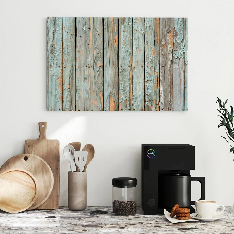Metall Magnettafel - Mintgrüne Holzlatten