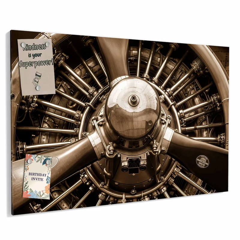 Metall Magnettafel - Sternmotor in Sepia