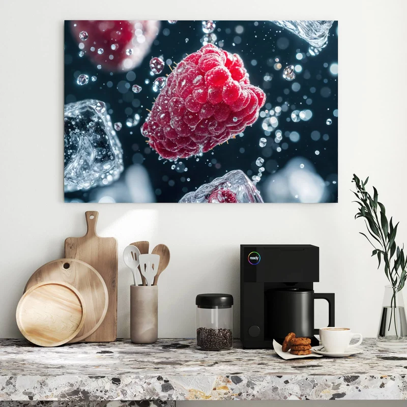 Metall Magnettafel - Himbeeren und Eiswürfel