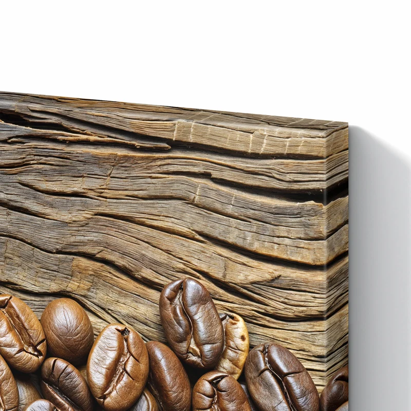 Metall Magnettafel - Kaffeebohnen auf Altholz