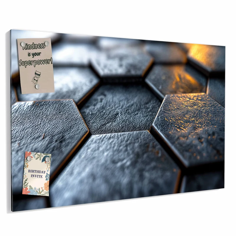 Metall Magnettafel - Dunkle Hexagonfliesen
