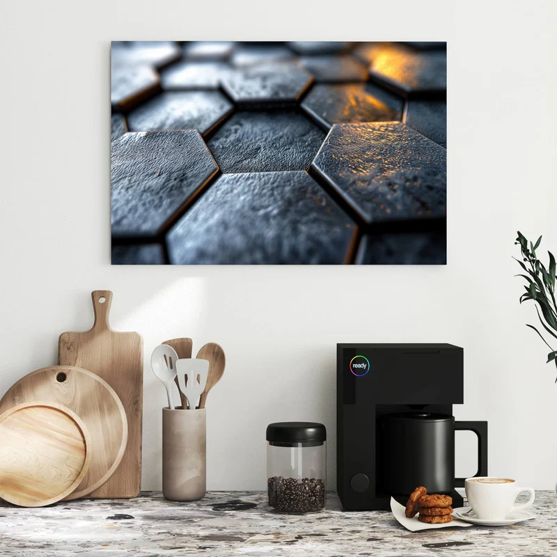 Metall Magnettafel - Dunkle Hexagonfliesen