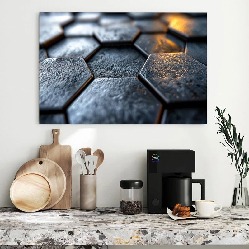 Metall Magnettafel - Dunkle Hexagonfliesen