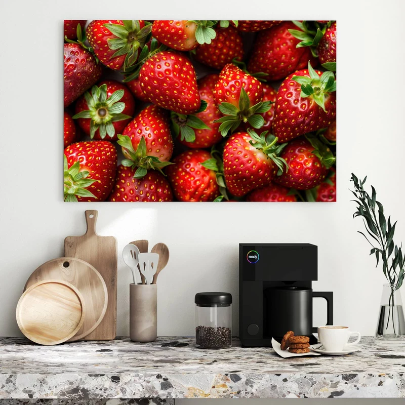 Metall Magnettafel - Frische Erdbeeren