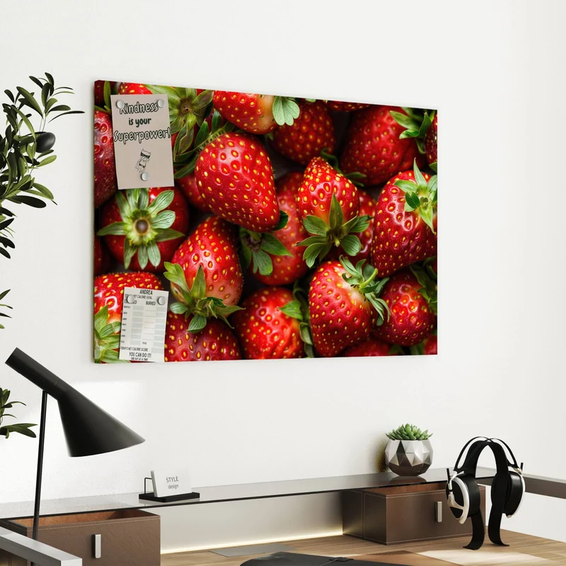 Metall Magnettafel - Frische Erdbeeren