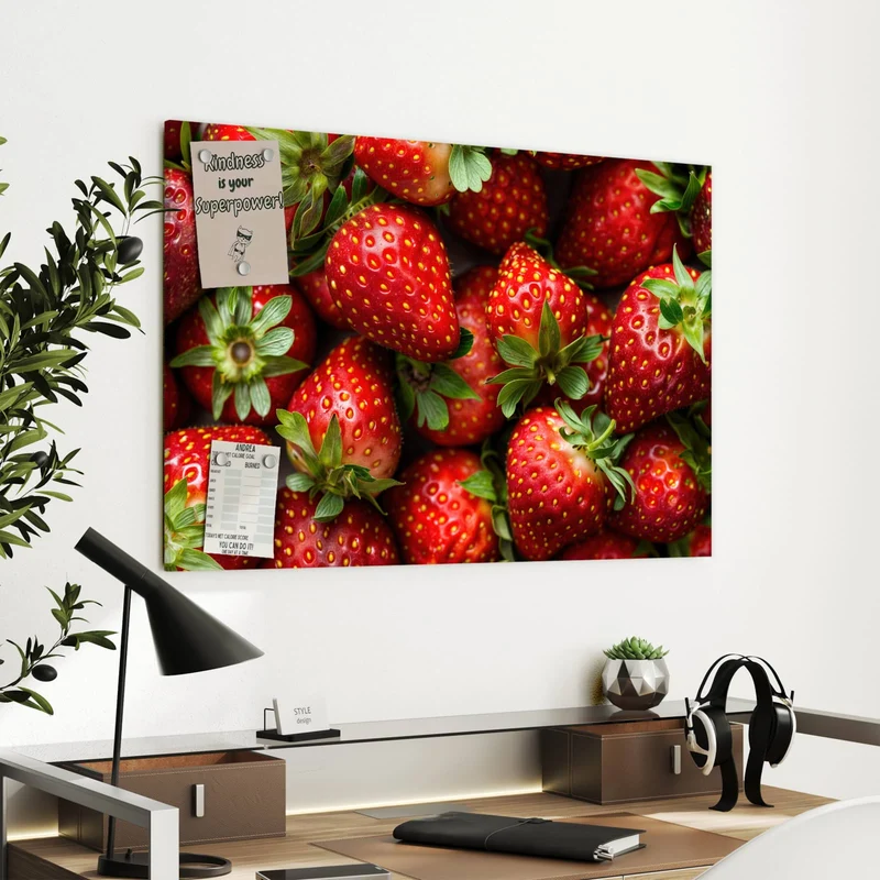 Metall Magnettafel - Frische Erdbeeren
