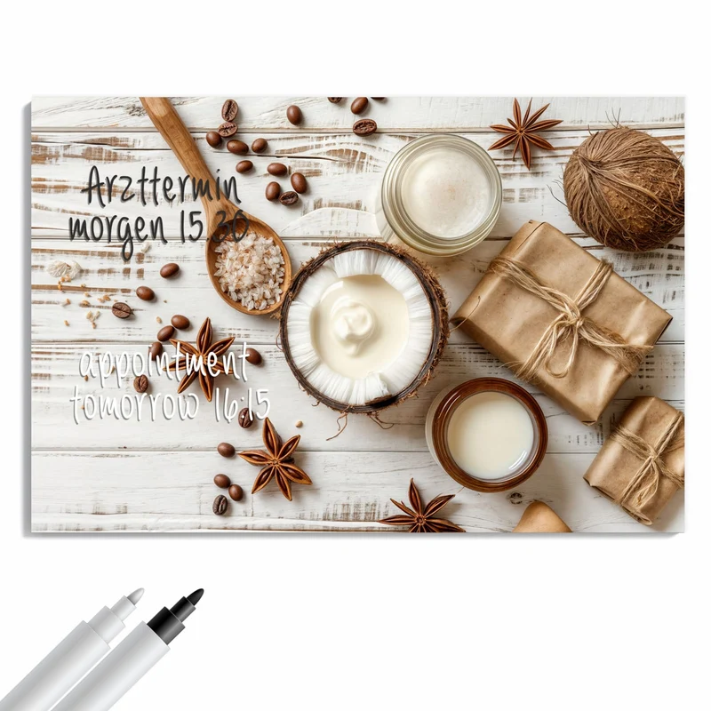 Metall Magnettafel - Kokosnuss und Kaffee