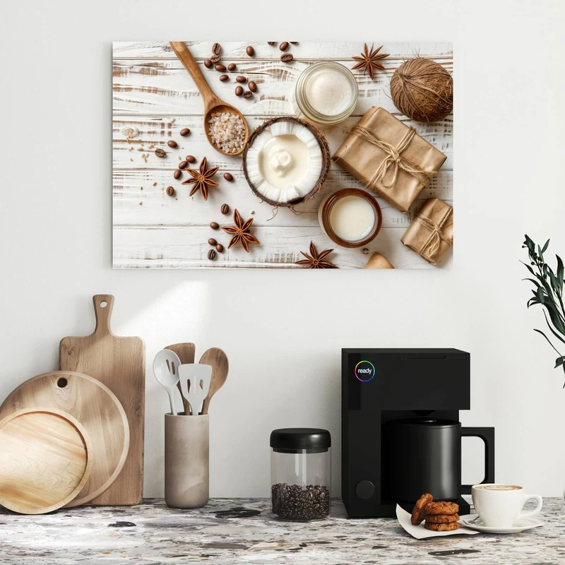 Metall Magnettafel - Kokosnuss und Kaffee