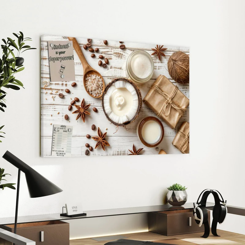 Metall Magnettafel - Kokosnuss und Kaffee