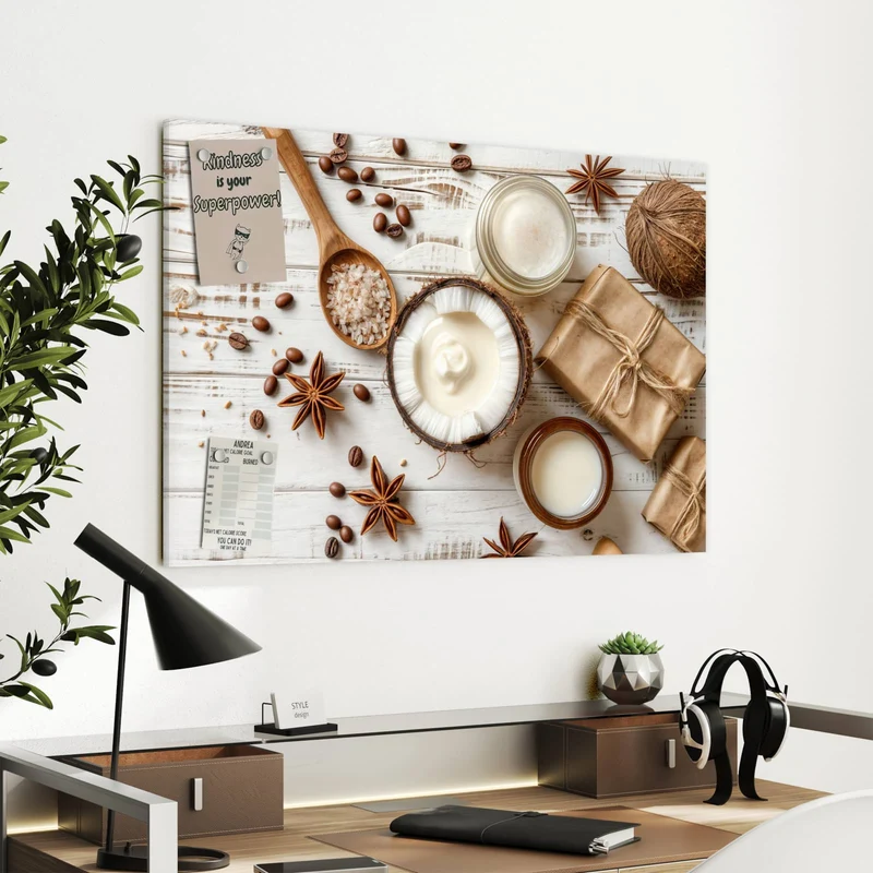 Metall Magnettafel - Kokosnuss und Kaffee