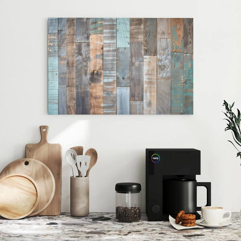 Metall Magnettafel - Patchwork aus Altholz