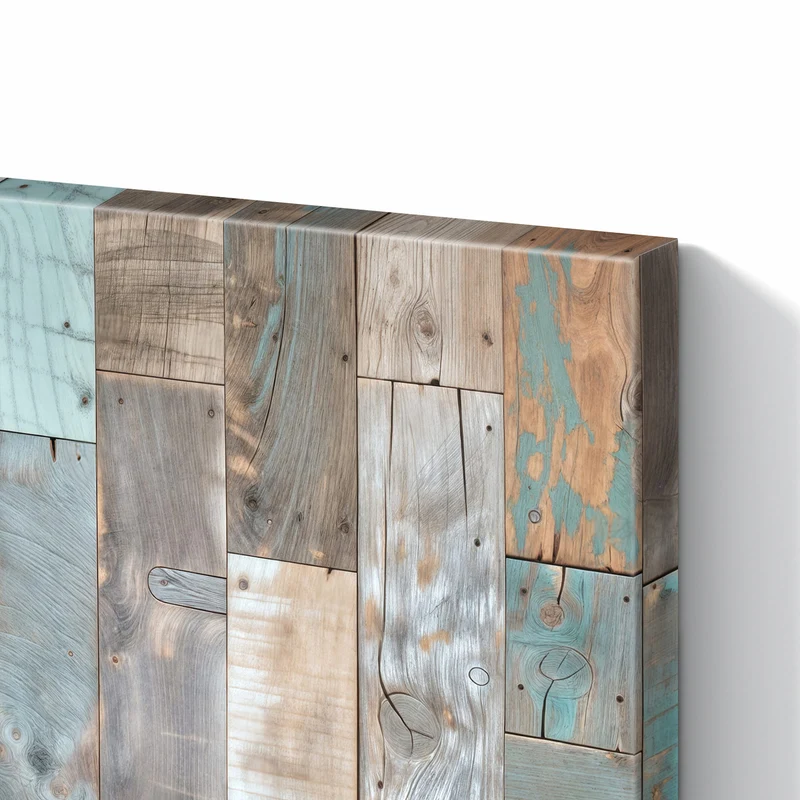 Metall Magnettafel - Patchwork aus Altholz