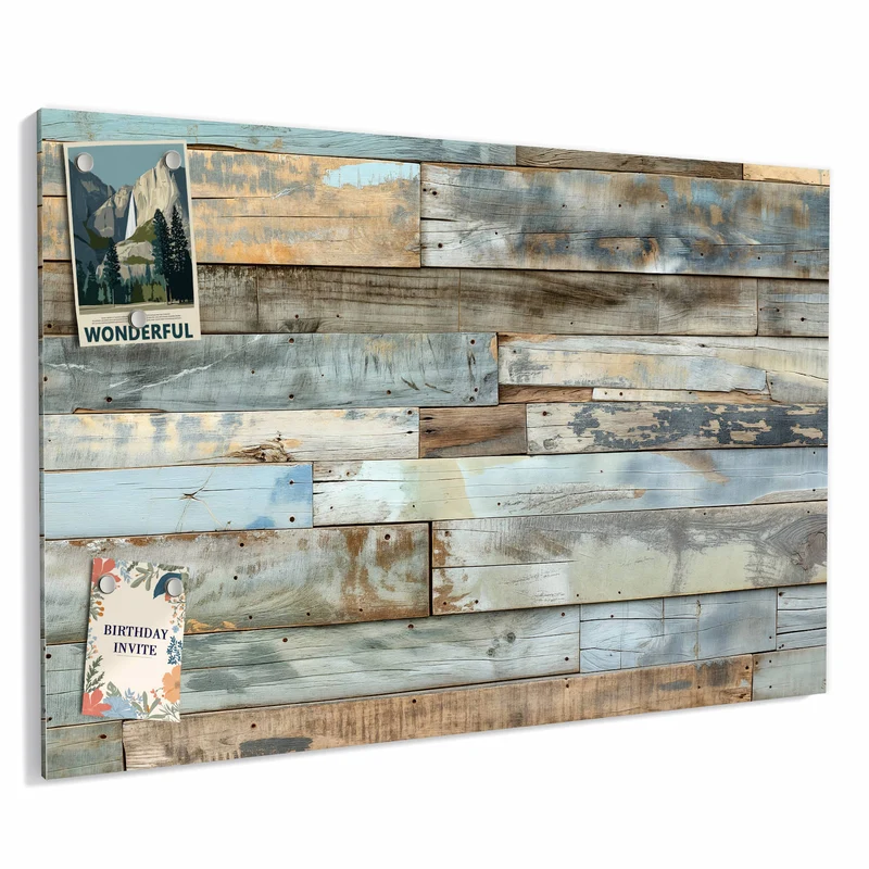Metall Magnettafel - Holz in Blau und Braun