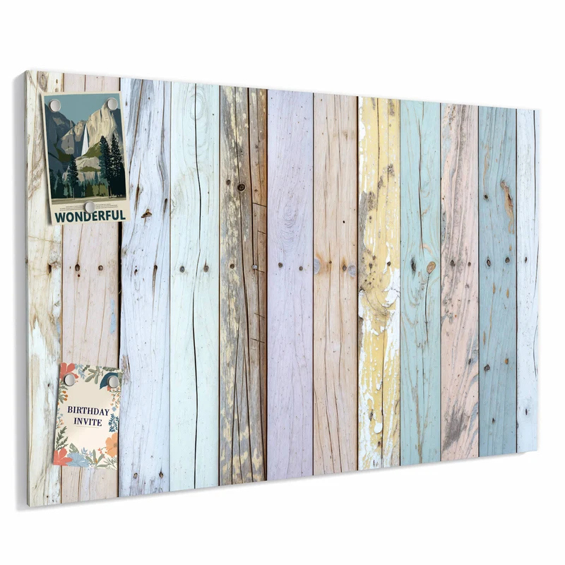 Metall Magnettafel - Holzbretter in Pastell