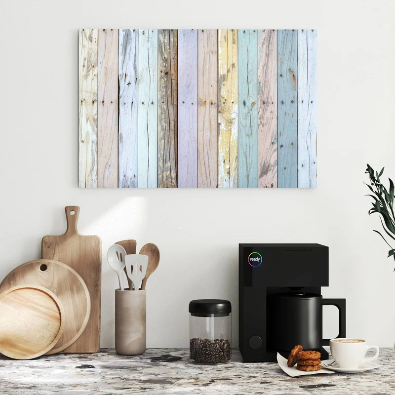 Metall Magnettafel - Holzbretter in Pastell
