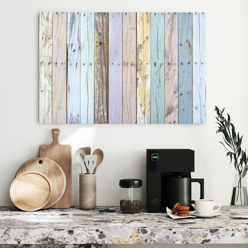 Metall Magnettafel - Holzbretter in Pastell