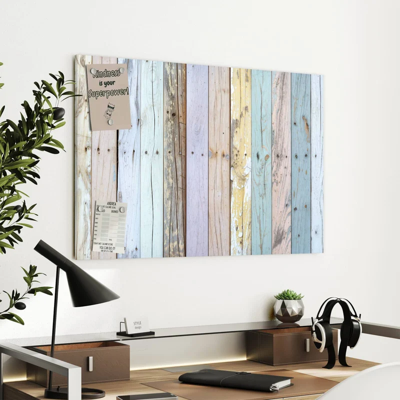 Metall Magnettafel - Holzbretter in Pastell