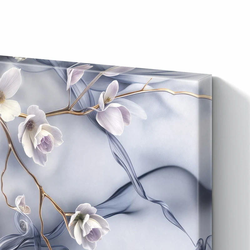 Metall Magnettafel - Weiße Blüten auf Seide