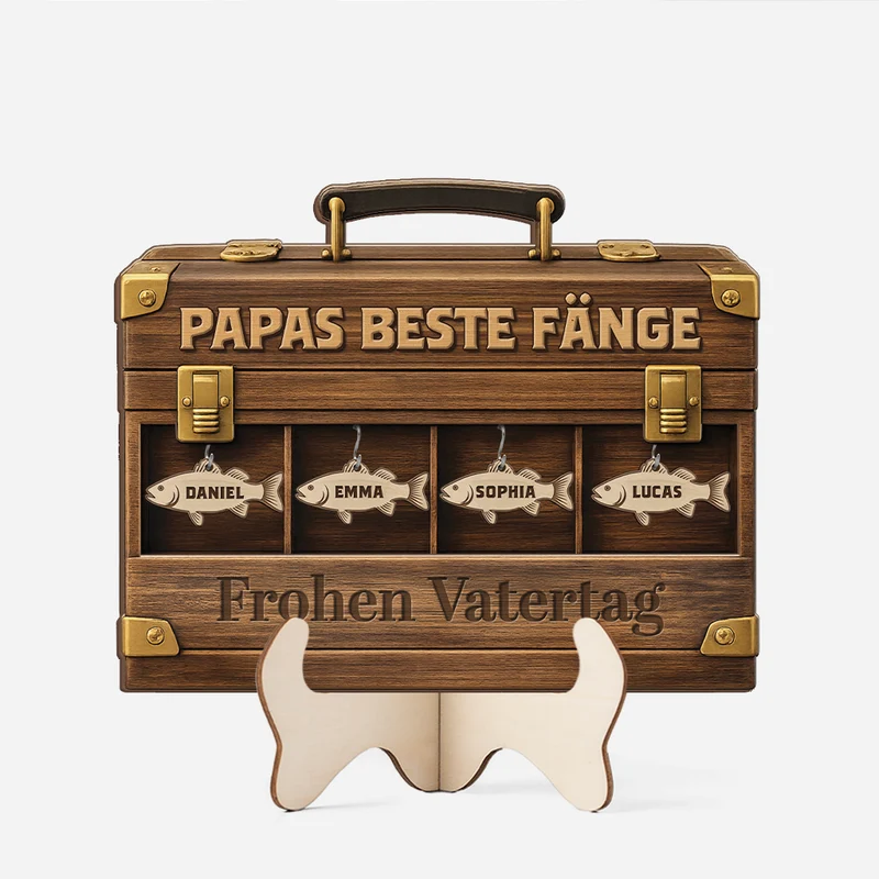 [3D-Optik] Papas Beste Fänge - Personalisierte Vatertagsgeschenke | Holzaufsteller