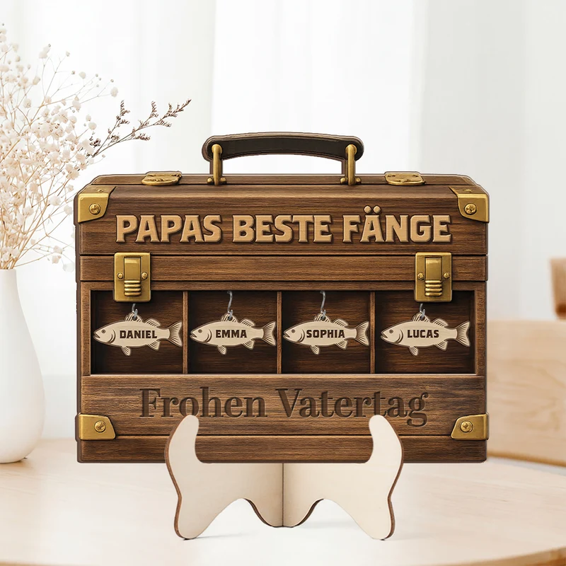 [3D-Optik] Papas Beste Fänge - Personalisierte Vatertagsgeschenke | Holzaufsteller
