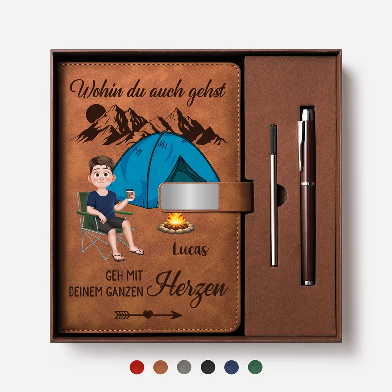 Wohin Du Auch Gehst Geh Mit Deinem Ganzen Herzen - Personalisiertes Geschenk | Notizbuch Mit Stift Frauen Männer Camping Reise