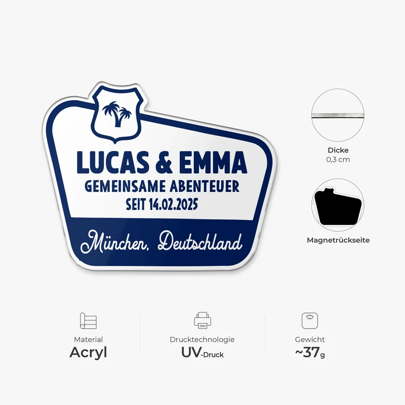 Gemeinsame Abenteuer Seit - Personalisierte Geschenke Paar | Acryl Magnet