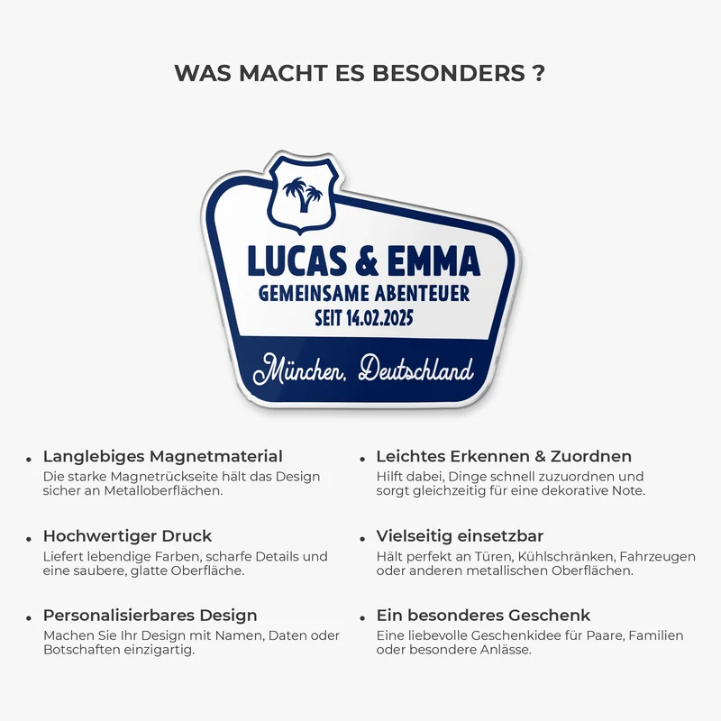 Gemeinsame Abenteuer Seit - Personalisierte Geschenke Paar | Acryl Magnet