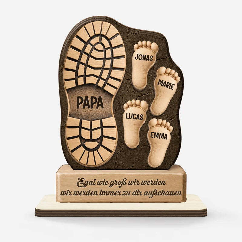 [3D-Optik] Egal Wie Alt Wir Sind - Personalisiertes Geschenk | Holzaufsteller Mit Standfuß Papa Opa