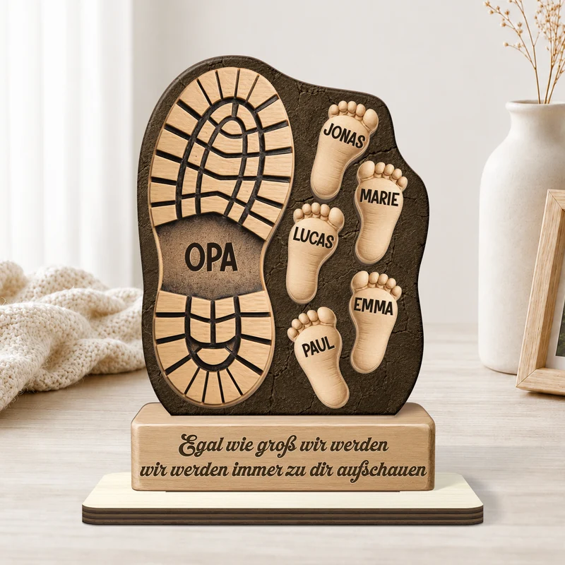 [3D-Optik] Egal Wie Alt Wir Sind - Personalisiertes Geschenk | Holzaufsteller Mit Standfuß Papa Opa
