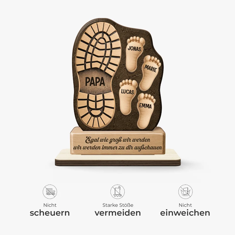 [3D-Optik] Egal Wie Alt Wir Sind - Personalisiertes Geschenk | Holzaufsteller Mit Standfuß Papa Opa