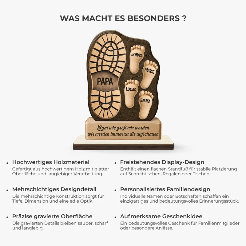 [3D-Optik] Egal Wie Alt Wir Sind - Personalisiertes Geschenk | Holzaufsteller Mit Standfuß Papa Opa