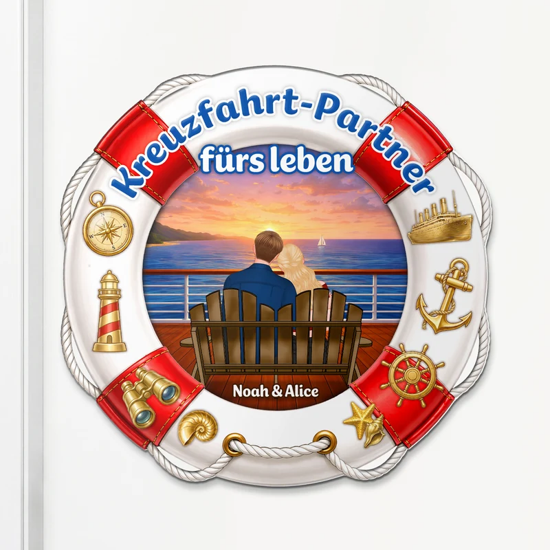 Kreuzfahrt-Partner Fürs Leben - Personalisierte Geschenke Paar | Acryl Magnet Rettungsring