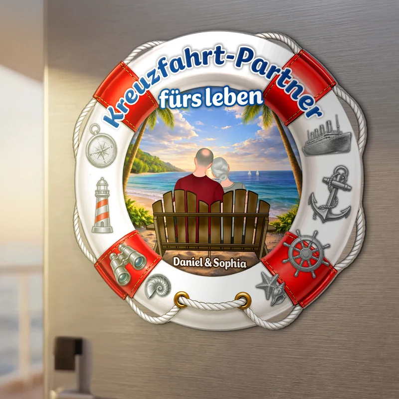 Kreuzfahrt-Partner Fürs Leben - Personalisierte Geschenke Paar | Acryl Magnet Rettungsring