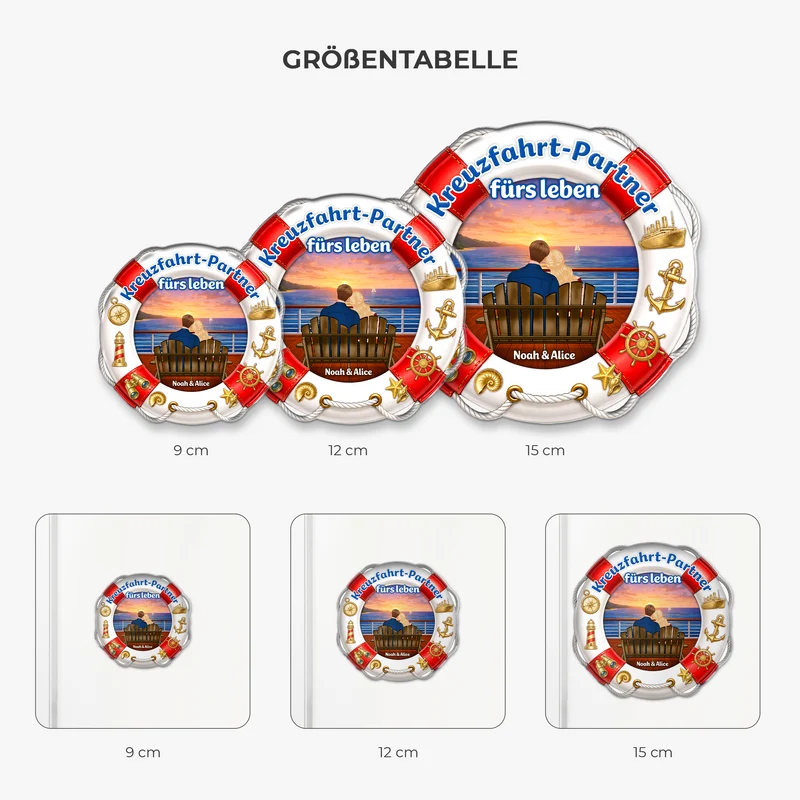 Kreuzfahrt-Partner Fürs Leben - Personalisierte Geschenke Paar | Acryl Magnet Rettungsring