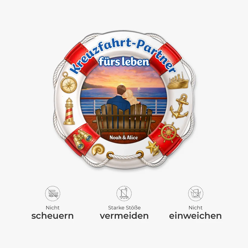 Kreuzfahrt-Partner Fürs Leben - Personalisierte Geschenke Paar | Acryl Magnet Rettungsring