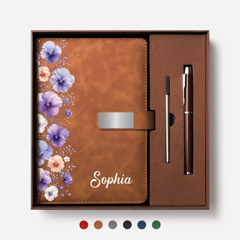 Name + Geburtstagsmonat Blumen - Personalisiertes Geschenk | Notizbuch Mit Stift Frauen Männer