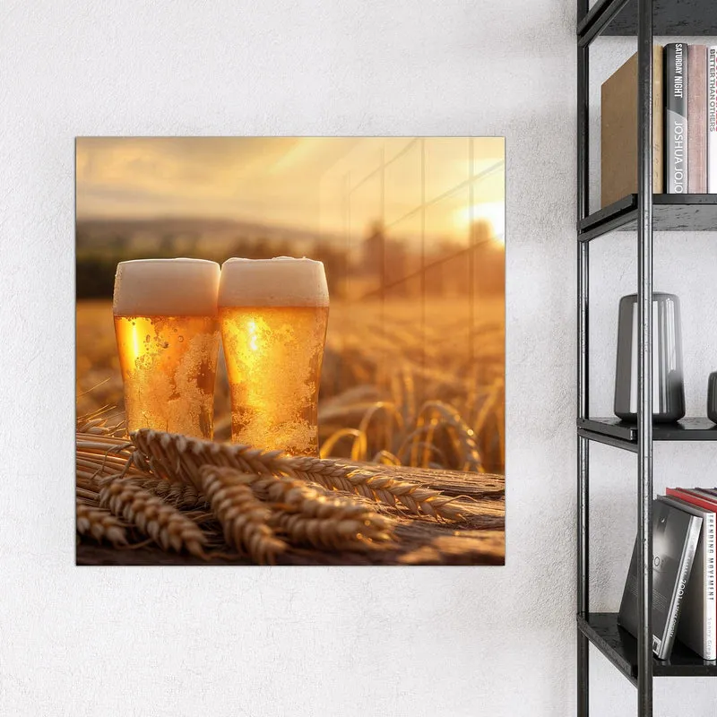 Magnettafel - Biergläser im Kornfeld