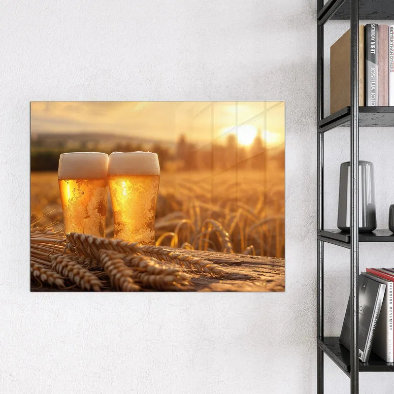 Magnettafel - Biergläser im Kornfeld
