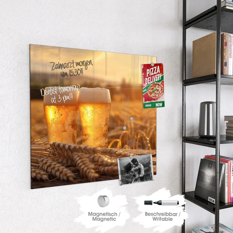 Magnettafel - Biergläser im Kornfeld
