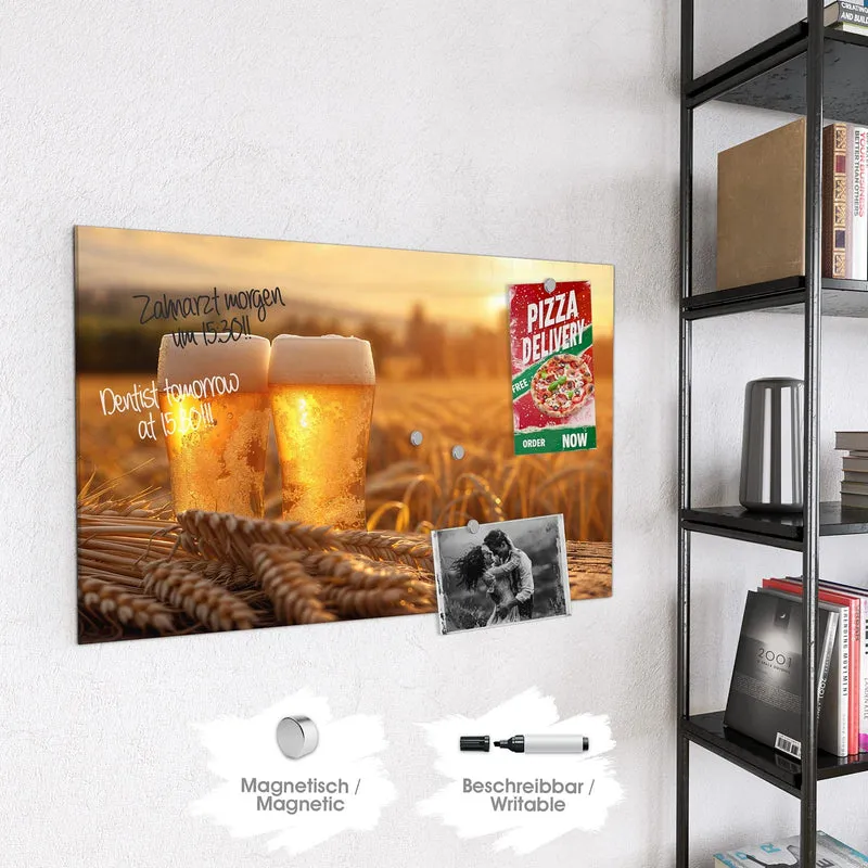 Magnettafel - Biergläser im Kornfeld