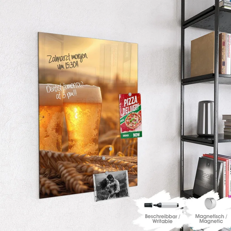 Magnettafel - Biergläser im Kornfeld