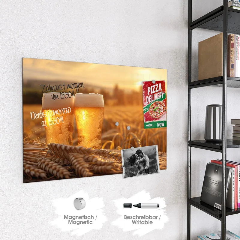 Magnettafel - Biergläser im Kornfeld