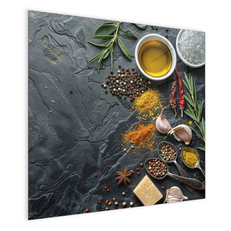 Magnettafel - Gewürze und Olivenöl