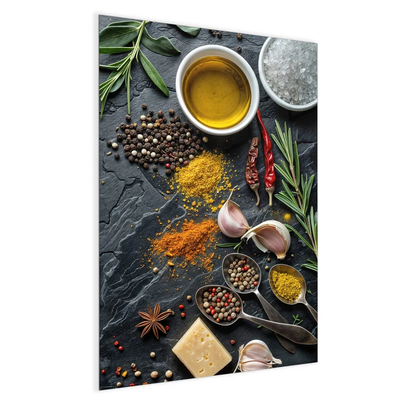 Magnettafel - Gewürze und Olivenöl