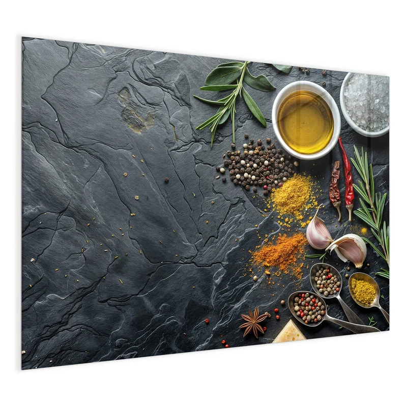 Magnettafel - Gewürze und Olivenöl