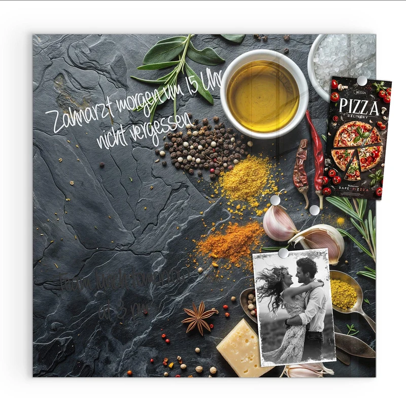 Magnettafel - Gewürze und Olivenöl