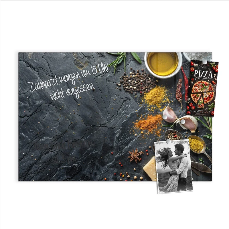 Magnettafel - Gewürze und Olivenöl
